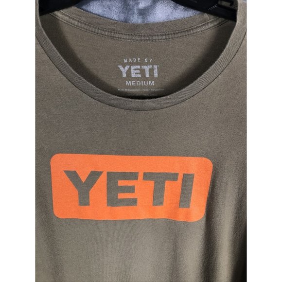 Yeti Coolers Logo Shirt Men's Long Sleeve Tee Shirt Green/Orange Adult Medium - Picture 5 of 7